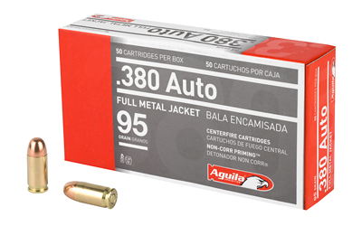 Aguila Ammunition Pistol, 380ACP, 95 Grain, Full Metal Jacket, 50 Round Box 1E802110
