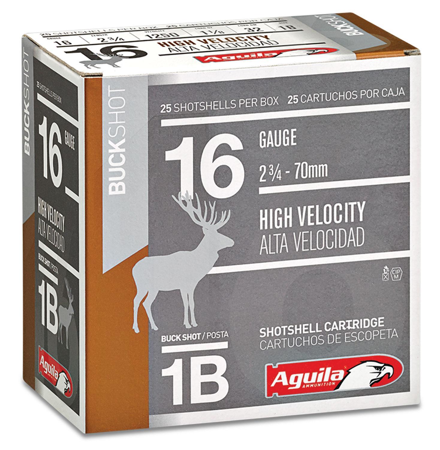 Aguila 1C1601BA Buckshot High Velocity 16 Gauge 2.75 1 1/8 oz 1 B