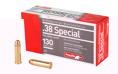 Aguila Ammunition Pistol, 38 Special, 130 Grain, Full Metal Jacket, 50 Round Box 1E382521