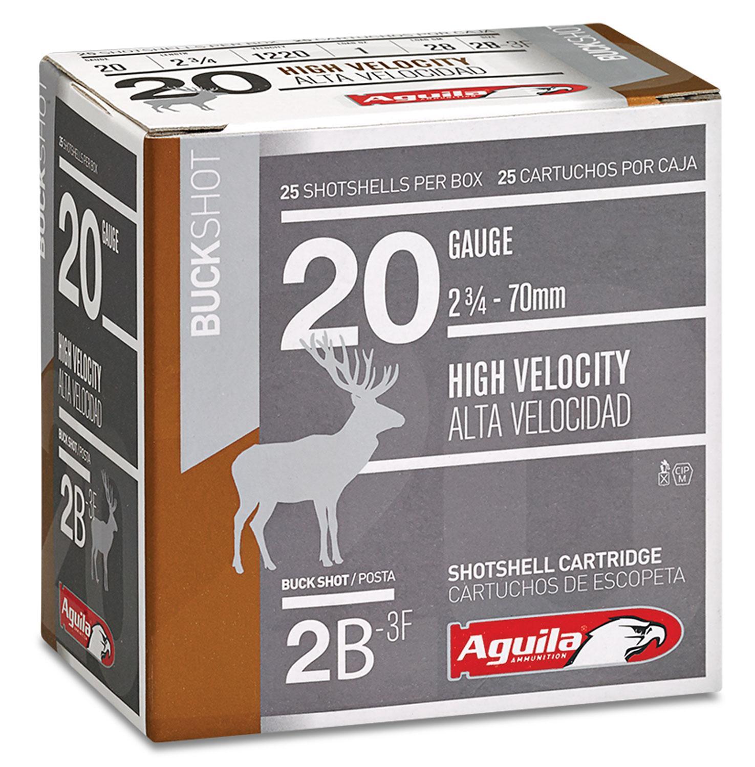 Aguila 1C2002BA Buckshot High Velocity 20 Gauge 2.75 1 oz 2 Buck