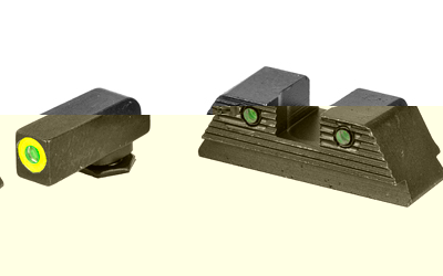 AmeriGlo Trooper, Sight, Fits Glock 20,21,29,30,31,32,36,40,41, Green Tritium LumiLime Outline Front, Green Tritium Black Serrated Rear, Front/Rear GL-820