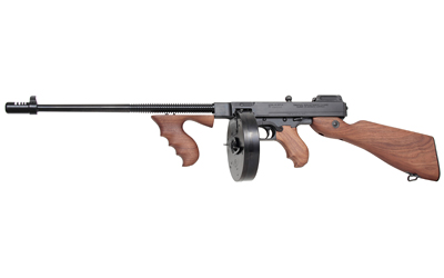 Auto Ordnance 1927A1 Deluxe, Semi-automatic Rifle, 45ACP, 18 Barrel, Blued Finish, Black, Walnut Stock, Adjustable Sights, 100 Rounds, 1 Drum Magazine, Carry Case T1100D