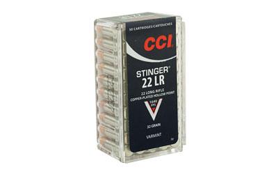 CCI Ammunition Stinger, 22LR, 32 Grain, Gilded Lead Hollow Point, 50 Round Box 50