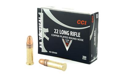 CCI Ammunition AR-Style, Tactical, 22LR, 40 Grain, Copper Round Nose, 300 Round Box 956