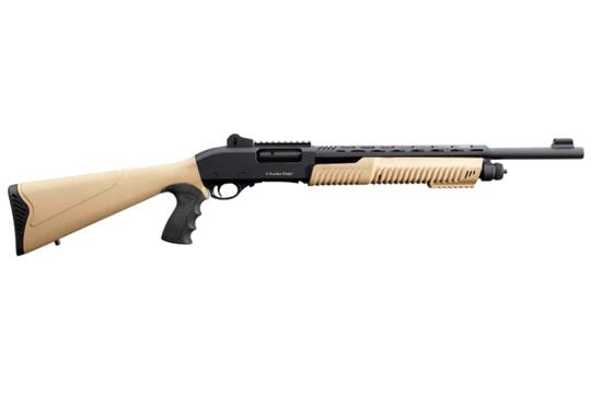Charles Daly 301, Pump, 12 Gauge, 3 Chamber, 18.5 Barrel, Matte Finish, Black, Flat Dark Earth Polymer Stock, Ghost Ring Sight Front Sight, 5 Rounds, Includes Beretta/Benelli MC-1 Mobil Choke 930.279