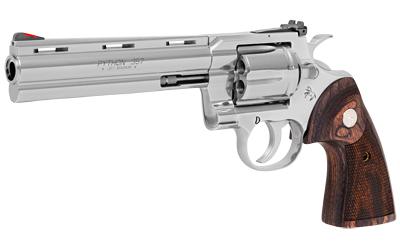 Colt's Manufacturing Python, Revolver, Double Action Only, 357 Magnum, 6 Barrel, Steel, Stainless Finish, Walnut Grips, Red Ramp Front/Adjustable Rear Sight, 6 Rounds PYTHON-SP6WTS