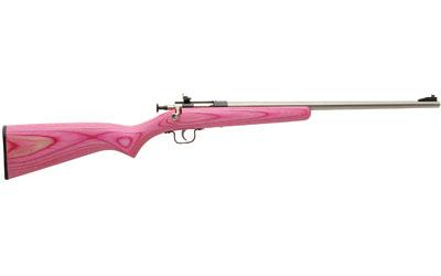 Keystone Sporting Arms Crickett, Gen 2, Compact, Bolt Action, Single Shot Rifle, 22LR, 16.125 Barrel, Stainless Finish, Pink Laminate Stock, Adjustable Sights KSA2226