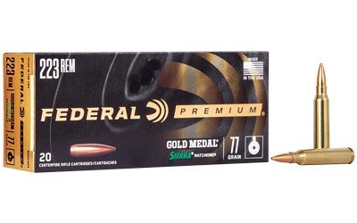 Federal Gold Medal Match, 223 Remington, 77 Grain, Boat Tail Hollow Point, 20 Round Box GM223M3