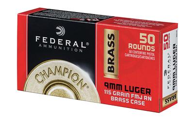 Federal Champion, 9MM, 115Gr, Full Metal Jacket, 50 Round Box WM5199