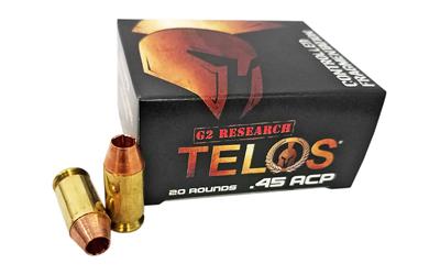 G2 Research Telos, 45ACP, 160 Grain, Lead Free, 20 Round Box, California Certified Nonlead Ammunition G00629