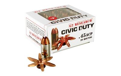 G2 Research Civic Duty, 45ACP, 164 Grain, Lead Free, 20 Round Box, California Certified Nonlead Ammunition G00617