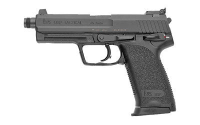 Heckler & Koch USP Tactical, V1, DA/SA, Full Size, 45ACP, 5.09 Threaded Barrel, Polymer Frame, Black Finish, 3 Dot Sights, Safety/Decocker, 12 Rounds, 2 Magazines 81000350