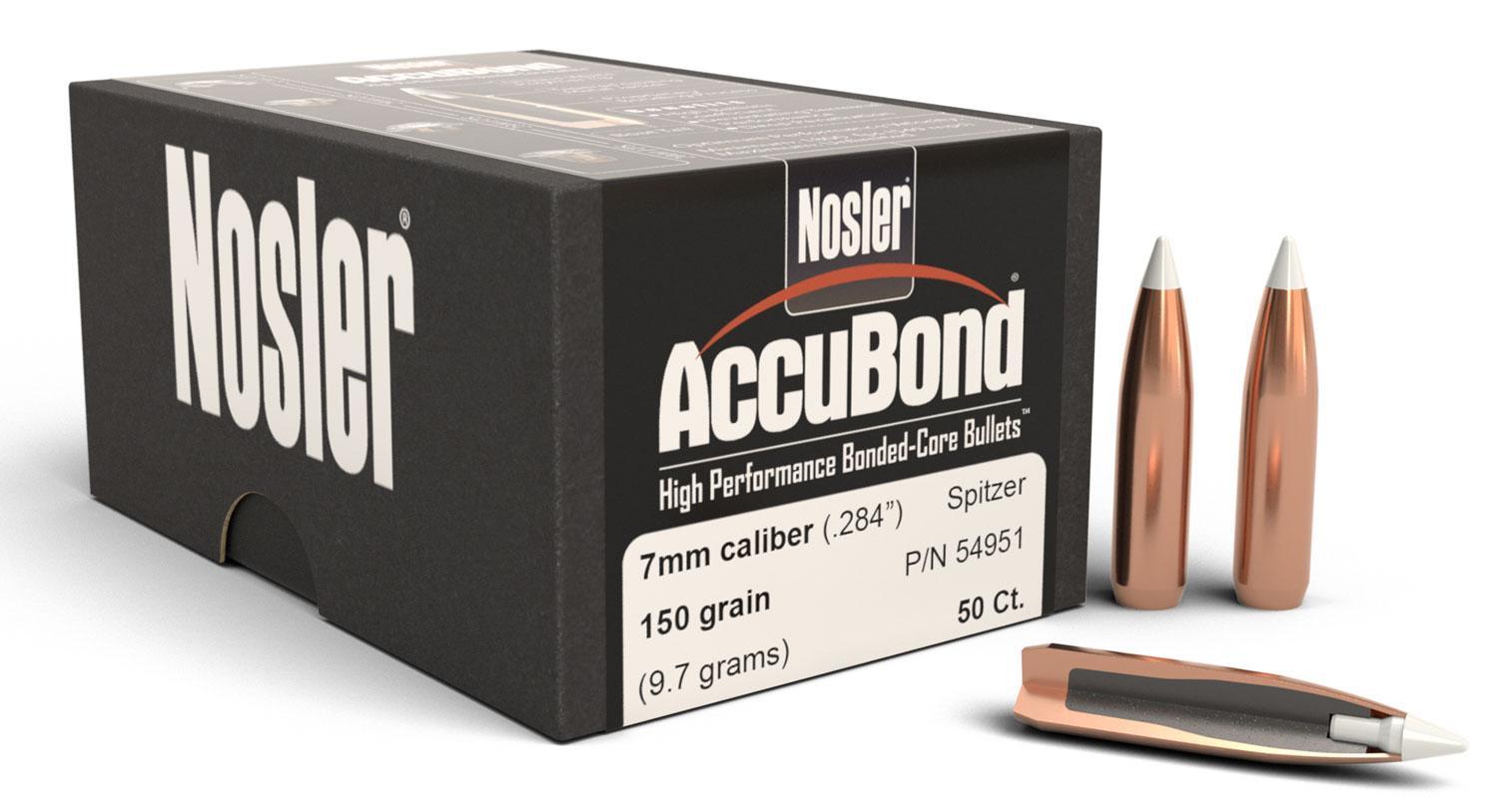 Nosler 54951 AccuBond  7mm .284 150 gr Spitzer Point/ 50 Per Box