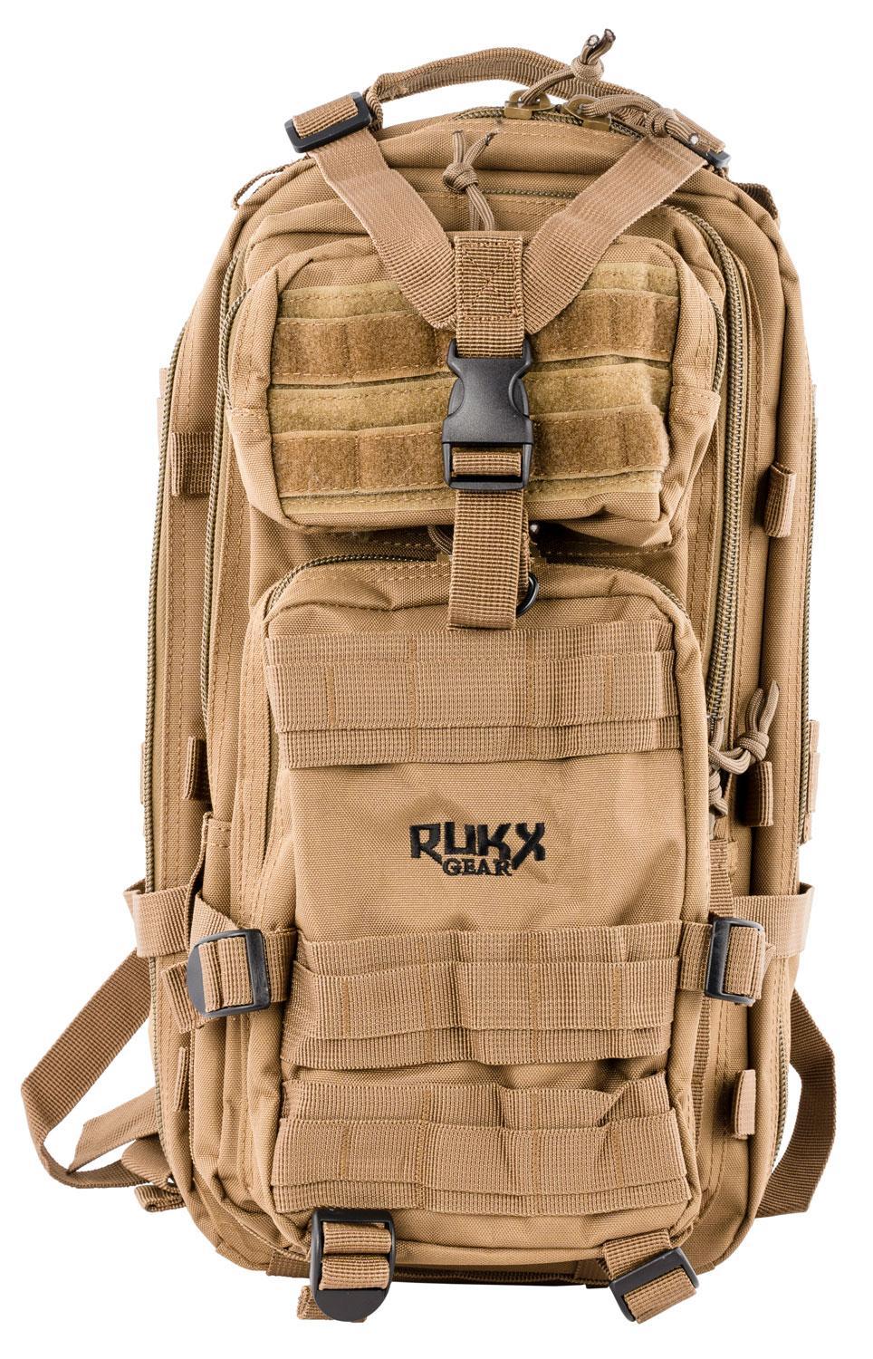 Rukx Gear ATICT1DT Tactical 1 Day Tan 600D Polyester w/ Molle Web