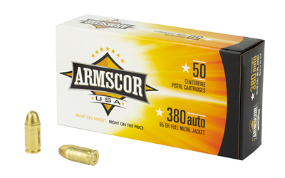 Armscor 380 ACP, 95 Grain, Full Metal Jacket, 50 Round Box FAC380-2N Armscor 380 ACP, 95 Grain, Full Metal Jacket, 50 Round Box FAC380-2N