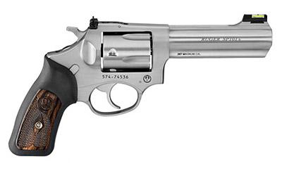 Ruger SP101, Double Action, Revolver, Small Frame, 357 Magnum, 4.2 Barrel, Stainless Steel, Satin Finish, Silver, Rubber Grips with Wood Inlay, Fiber Optic Front and Adjustable Rear Sights, 5 Rounds, KSP-341X 05771