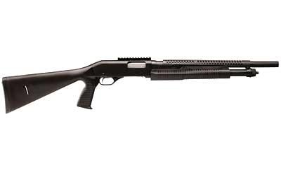 Stevens 320 Stevens, Pump Action Shotgun, 12 Gauge, 3 Chamber, 18.5 Barrel, Matte Finish, Black, Pistol Grip with Full Stock, Weaver Style Rail, Heat Shield, 5 Rounds, Right Hand 19496