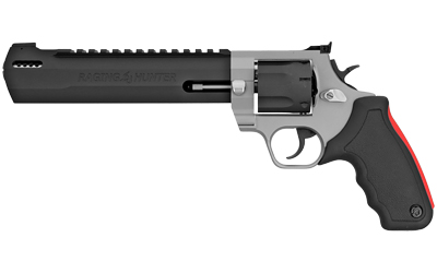 Taurus USA Raging Hunter, Double Action, Metal Frame Revolver, Large Frame, 357 Magnum/38 Special +P, 8.37 Exact Barrel Length, Stainless Steel, Matte Finish, Two-Tone, Rubber Grips, Adjustable Sights, 7 Rounds 2-357085RH